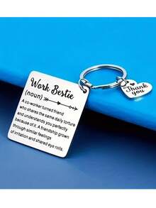 Stainless Steel Keychain With Heart Charms - Perfect Gift For Farewell, Retirement For Co-Workers Or Boss Car Accessories Bag Charm Backpack For School - Silver - View 3