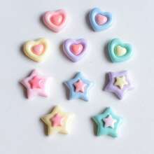 10pcs Cute Double-Layer Star & Heart Shaped Refrigerator Magnets, Creative Birthday Party Wedding Decor Fridge Stickers, Assorted Colors For Office, Whiteboard, Home, Kitchen Decoration