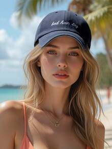 Șapcă de baseball cu coadă de cal brodată "Bad Hair Day", 1 buc., pălărie de soare reglabilă și respirabilă pentru golf, pălării de baseball casual pentru exterior pentru femei în toate anotimpurile, sărbători, festivaluri - broderie - Vizualizare 10