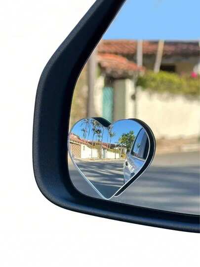 2 Pcs Heart Blind Spot Mirror, Heart Shaped Blind Spot Mirrors For Cars, Car Framless Blind Spot Mirror 360 Degree Wide Angle Convex Mirror Fan Shape Blindspot Rearview Parking Mirror