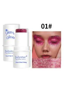 8 Color Stage Makeup Face Glitter Eyeshadow, Highly Pigmented Sparkling Body Highlighter Stick. Once Set, The High-Intensity Eyeshadow Can Maintain Its Original State For Hours Without Creasing Or Fading. Waterproof And Sweat-Proof, Lasting All Day Long. The Compact And Lightweight Packaging Design Is Convenient For Carrying And Traveling. Suitable For Music Festival Accessories, Stage Performances, Carnivals, Theme Parties, Birthday Parties, Holiday Events, Cosplay, Halloween Makeup, Christmas Makeup, Or Other Glitter Needs.