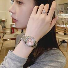 1pc Women's Luxury High-Quality Waterproof Quartz Calendar Watch, For Daily Wear And Festivals - Pink - View 6