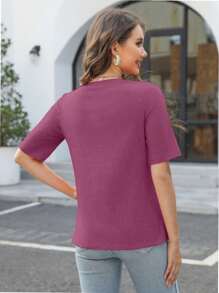 laozuy Fashion Solid Color Women's Summer Casual Tops Office Shirt