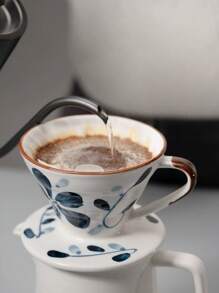 1pc Household Drip Style Ceramic Coffee Cup, Hand-Painted Vintage Coffee Filter Cup, Reusable Ceramic Coffee Filter, Easy To Clean, Origami Design For Fast Filtering, Suitable For Home And Office Use Back To School