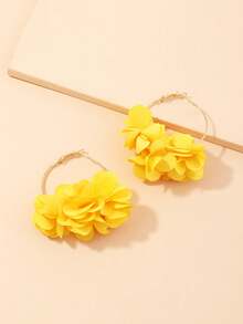 1 Pair Bohemian Flower Circle Earrings, Girls Holiday Decoration Accessories, Festival Gift - Multicolor - View 11