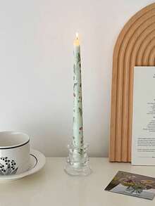 2pcs Printed Long Stem Candles, Romantic European Style Smokeless Odorless Candles, Suitable For Weddings, Birthdays, Parties, Candlelight Dinners, Home Decor