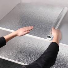 【加厚自粘铝箔贴纸】3/5米，银色金属贴纸，不锈钢膜拉丝银镜纸，防水防油阻燃加厚自粘铝箔纸，厨房炉灶铝箔自粘墙贴