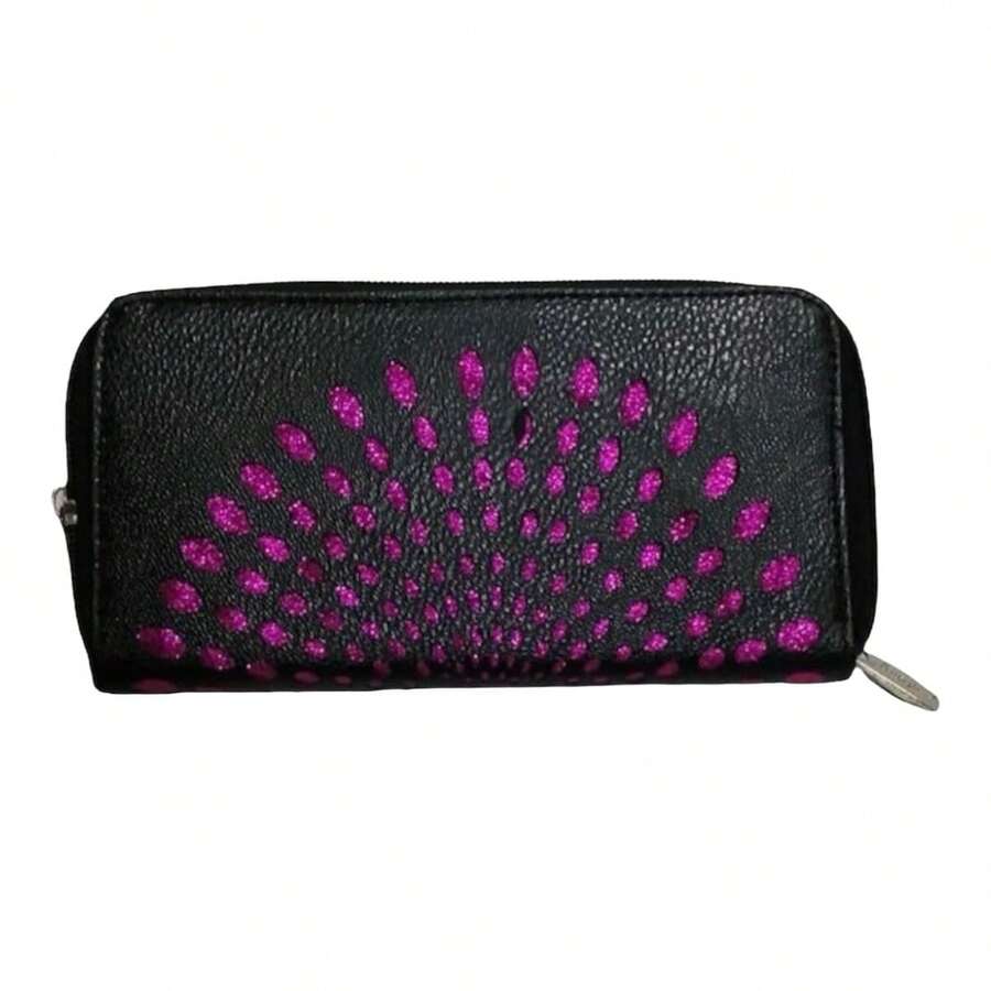 Billetera Brillos Rosas Mujer - Negro - Ver 1