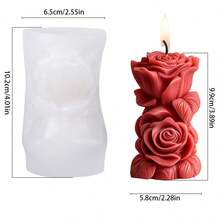 1pc Rose Pillar Scented Candle Mold DIY Handmade Diffuser Stone Craft Kit Valentine's Day Mother's Day Gift Creative Souvenir Aesthetic Home Decor And Wedding Centerpiece - White - View 15