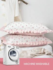 1pc Printed Ruffled Pillowcase (Pillow Insert Not Included), Unique Romantic Decorative Throw Pillow Cover, Suitable For Bedroom, Dorm, Sofa And Lounge Chair. Oeko-Tex Certified - Multicolor - View 7
