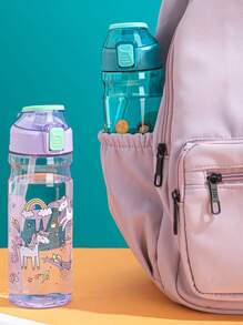 1pc 600ml Leakproof Plastic Water Bottle Fitness Sports Water Bottle With Strap For Office, Gym, Outdoor Sports