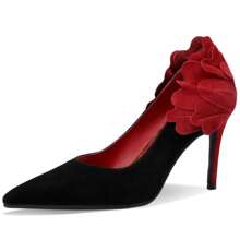 TDD Floral High Heels For Women Stiletto Pointed Toe Pumps Closed Toe Dressy Comfortable Sexy Elegantes Faux Suede Wedding Slip On Formal Prom Sparkly 3 Inch Shoes