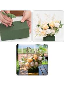 2pcs Square Or Round Floral Foam Bricks, Suitable For Fresh And Artificial Flower Arranging, Dry And Wet Flower Foam, Applicable For Wedding, Aisle Decor, Party Decoration And Florist