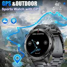 Military Rugged GPS Smartwatch For Men, 1.43" AMOLED Display, 50M Waterproof, 500mAh Battery, BT5.3 Calls, Altitude, Atmospheric Pressure, Compass, 170+Sports Tracking, Fitness Tracker For Outdoor, Climbing, Camping, Running, Gym, Compatible With Android & IOS