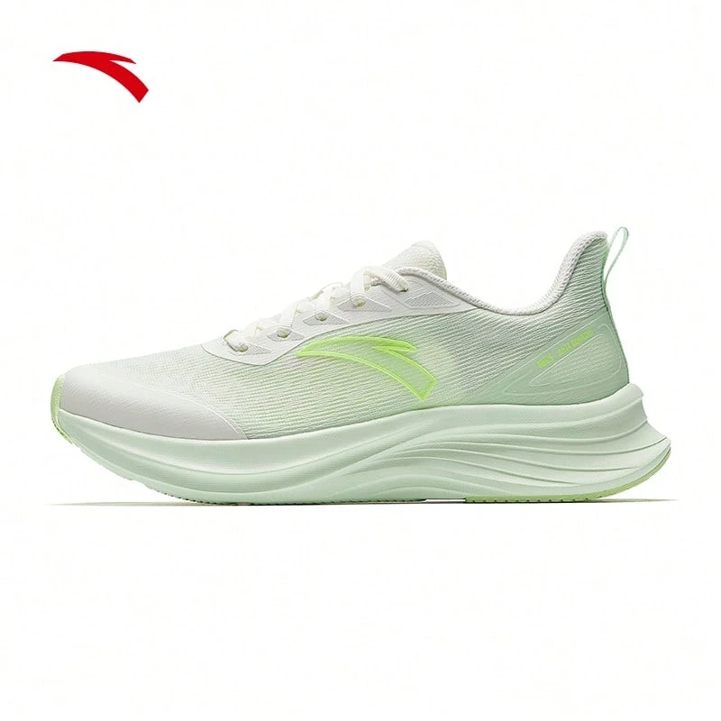 Anta 女士轻便透气入门级跑步鞋，2025年新款夏季休闲运动鞋，款号122525523 - 象牙白/鮮水綠-1 - 查看 1