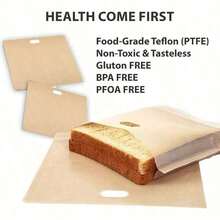 2/5 包不粘可重复使用烤面包袋 - 耐热，适用于烤奶酪、披萨、帕尼尼和蒜蓉面包 | 微波炉、烤箱和烤架 | 三明治和零食烹饪袋 - 彩色 - 查看 8