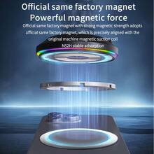 ABS+硅胶无线车载充电器 - 15W 快速无线磁性车载充电器适配器带手机支架，兼容 Apple 16/15/14/13/12 快速充电