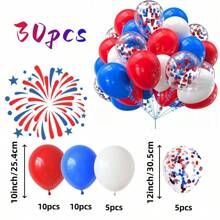 30pcs Red, Blue & White Latex Balloons, 12inch & 10inch Mixed Set, Classic Navy Color, For Back To School, Nautical Theme, Birthday Decoration, Columbus Day, Labor Day