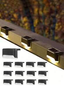 12pcs-Outdoor Waterproof Solar Step Fence Light Suitable,Solar Step Lights/Stair Lights,Outdoor Solar-Powered Decorative Lights, Outdoor Garden Waterproof Stair Lighting Strips With Lighting Control Function, Solar Platform Lights, Suitable For Outdoor Stairs, Fences, Gardens, Balconies, Courtyards, Terraces And Paths For Decoration - Warm Color Light LED External Lights, Outdoor Lights, Halloween, Thanksgiving, Thanksgiving Gifts