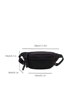 运动斜挎胸包爆款女士简约全包饺子包日系大容量休闲手机腰包 - 黑色 - 查看 2