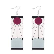 1 par de aretes personalizados con el estilo de Kamado Tanjirou del anime, con el diseño del borde de la espada asesina de fantasmas, para uso diario