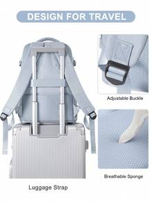 中性大容量旅行背包，商務筆電背包，登機包 (40*20*25cm) 符合航空登機行李標準，防水多功能背包，鞋子隔層，乾濕分離隔層；中學生旅行背包，通勤筆電背包 - 霧霾藍 - 查看 9
