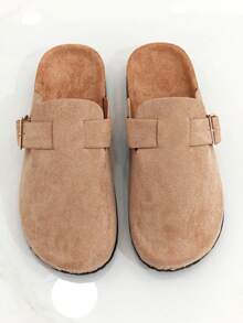 RevReaL Sandales compensées mode femme, bout rond avec décoration boucle carrée, chaussures de printemps, vacances de printemps, Pâques - Kaki - Voir 2