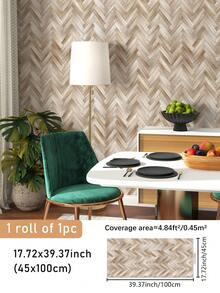 1 卷简约人字形木纹图案自粘可移除壁纸，适用于家居装饰墙壁、橱柜、桌面、教室、宿舍，17.72 * 39.37/17.72 * 118.11/17.72 * 196.85 英寸墙面装饰房间装饰贴纸个性化贴纸墙贴 - 彩色 - 查看 16
