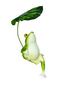 1pc Cute Resin Leaf-Holding Frog Decor, Suitable For Garden, Patio, Home Decoration