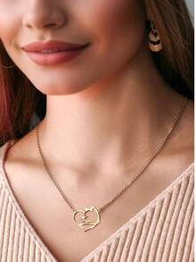 1pc Customized Pet Name Necklace, Stainless Steel, Children's Day Gift, Couple Anniversary Gift, Christmas Gift - Multicolor - View 3