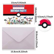 pokemon 10pcs Cartoon Pattern Party Greeting Card Invitations And Envelopes, Birthday Invitation Cards, Party Invitation Cards, Pokémon Pattern Greeting Card Invitations