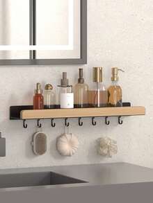 1/4-Piece Home Bathroom Storage Series – Various Styles, Covering Hook Racks, Shelves, Toilet Brush Holders & Toilet Paper Holders - Multicolor - View 6