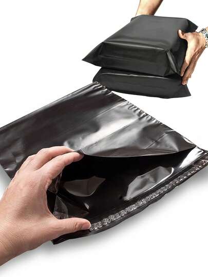 50 Packs Black Poly Mailer Shipping Bags - Super Tough PE Material, Self-Sealing Adhesive, Waterproof, Edges, Extra Large Size For Bulk Packing Back To School