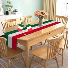 1pc Italian Style Table Runner, Suitable For Italian Themed Party Decoration, Home Kitchen Dining Table Decor - Multicolor - View 4