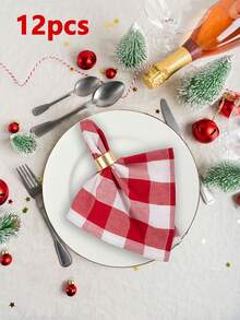 2/6/12/300pcs Modern Minimalist Plaid Napkins, Soft Absorbent For Hotel, Restaurant, Home, Party, Holiday Decoration, Table Cloth, Wipe Cloth - Red and White - View 11