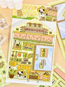 5pcs/10pcs Forest Theme Landscape & Mechanism Stickers, New Cute Scene Stickers, High-Quality For Girls, Stress Relief DIY Stickers