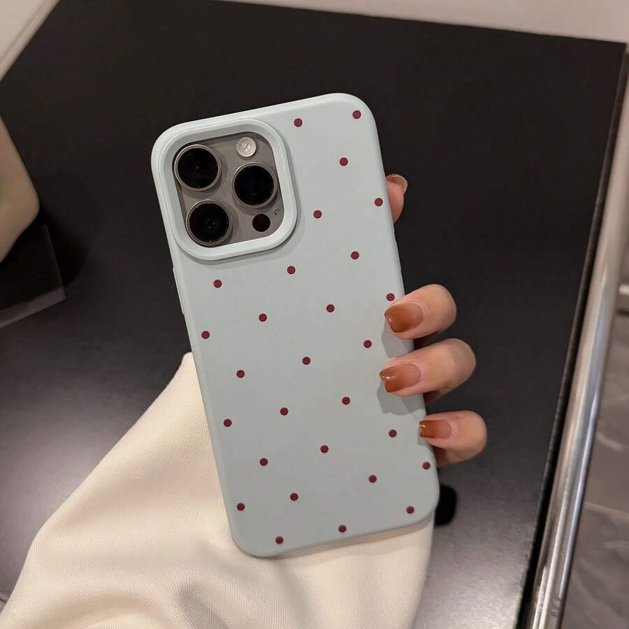GUCADI 1pc Minimalist Ins-Style Dopamine Polka Dot Niche Creative Korean & Japanese Design Soft Protective Phone Case Compatible With Apple 16/15/14/13/12/11 Series Waterproof Shockproof Anti-Fall Scratch Resistant