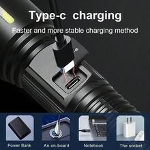 PAWEINUO High Power LED Flashlight, 500000 Lumens Rechargeable LED Torch Light, Powerful Outdoor Tactical Lantern, Telescopic Zoom Long Range Flash Light, For Camping Fishing Hiking Emergency - Black - View 10