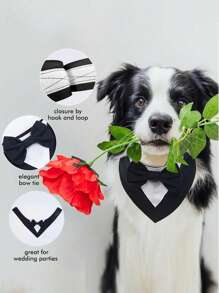 1pc British Style Wedding Pet Bib Scarf With Hook And Loop, Dog Triangle Drool Bib