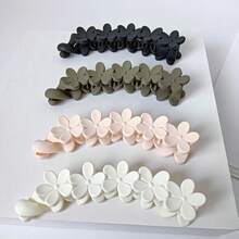 4pcs Set Textured Flower Design Banana Hair Clips Barrettes For Hairstyles Claw Clips, School Stuff, Vacation Outfits Woman, New Years, Hair Accessories, Head Accessories - Multicolor - View 2