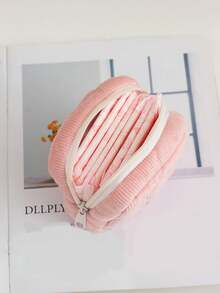 1pc Solid Color Rhombus Plaid Large Capacity Sanitary Pad Storage Bag, Cosmetic Organizer Bag, Ladies Makeup Pouch, Girls Tampon Storage Bag, Wallet-Style Portable Makeup Brush Holder Clutch