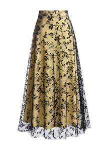 EARO 女士花卉植绒网眼优雅 A 字裙