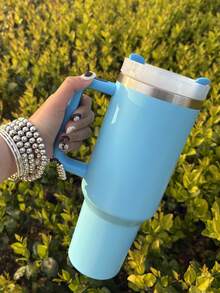 Double-Walled Vacuum Stainless Steel Insulated Cup, A 40-Ounce High-Quality Drinkware. It Is A Portable Insulated Cup, Travel Mug And Iced Coffee Cup. Suitable For Outdoor Camping, Hiking And Road Trips. It Is The Perfect Gift For Mother's Day, Birthdays And Anniversaries-Blue - 藍色 - 查看 3