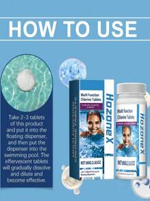 80g Pool Cleaning Tablets, Rapid Dissolving Multi-Functional Effervescent Tablets For Water Purification And Odor Removal
