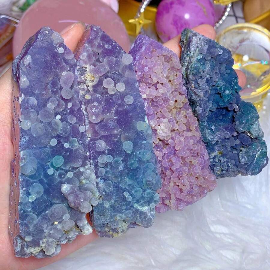 1pc Bohemian Asymmetrical Grape Agate Tower - Natural Purple, Blue, And Pink Stones With Complex Patterns - Perfect For Home, Fish Tank, Or Desk Decoration - Ideal Gift For Collectors And Enthusiasts - Multicolor - View 1