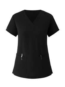 (Four-Piece Set) Scrubs Uniform Women's Running Matte Elastic Sports Nurse  Uniform Wash Clothes Work Clothes Breathable Scrub Shirt - 紫色 - 查看 5