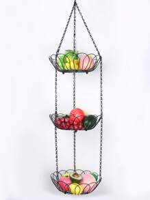 Hochwertige 1-stöckige/3-stöckige hängende Obst- und Gemüseaufbewahrung für die Küche, mit stabilen Metallkettenaufhängungen, Drahtkorb für Obst und Gemüse, hochwertige Drahtaufbewahrung, Landhausstil Küchenaufbewahrung
