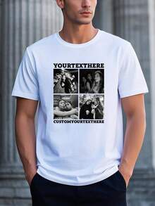 Customize A Men's T-Shirt With Four Photos As A Birthday Or Anniversary Gift. Add Memorable Text. - White - View 2