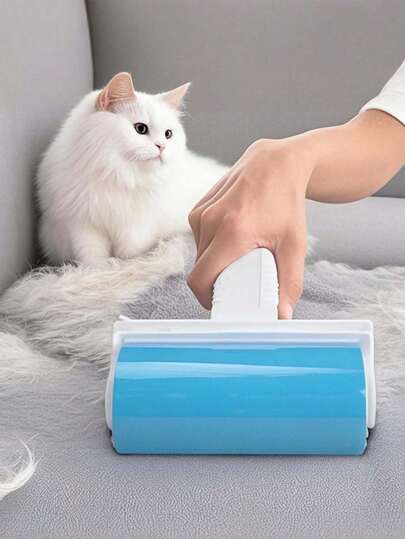 Rodillo quitapelusas, rodillo adhesivo para eliminar el pelo de mascotas, cepillo eficaz para quitar el pelo de mascotas, limpiador de pelo de mascotas con mango, quitapelusas para el pelo de perros y gatos, pelusas y pelos de animales, rodillo quitapelusas grande para limpiar tapizados en autos, sofás, muebles, alfombras, sofás, ropa, camas y sillones para gatos y perros - ¡Recorta y limpia suavemente el pelo para crear un hogar ordenado!