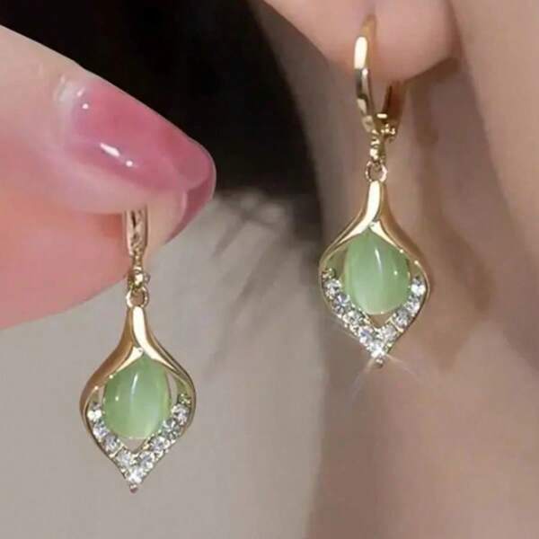 Exquisite Opal Earrings Women's Luxury Water Drop Shape Gems Earrings Jewelry Gifts